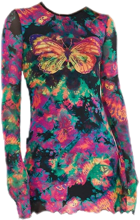 Colorful Butterfly Print Dress