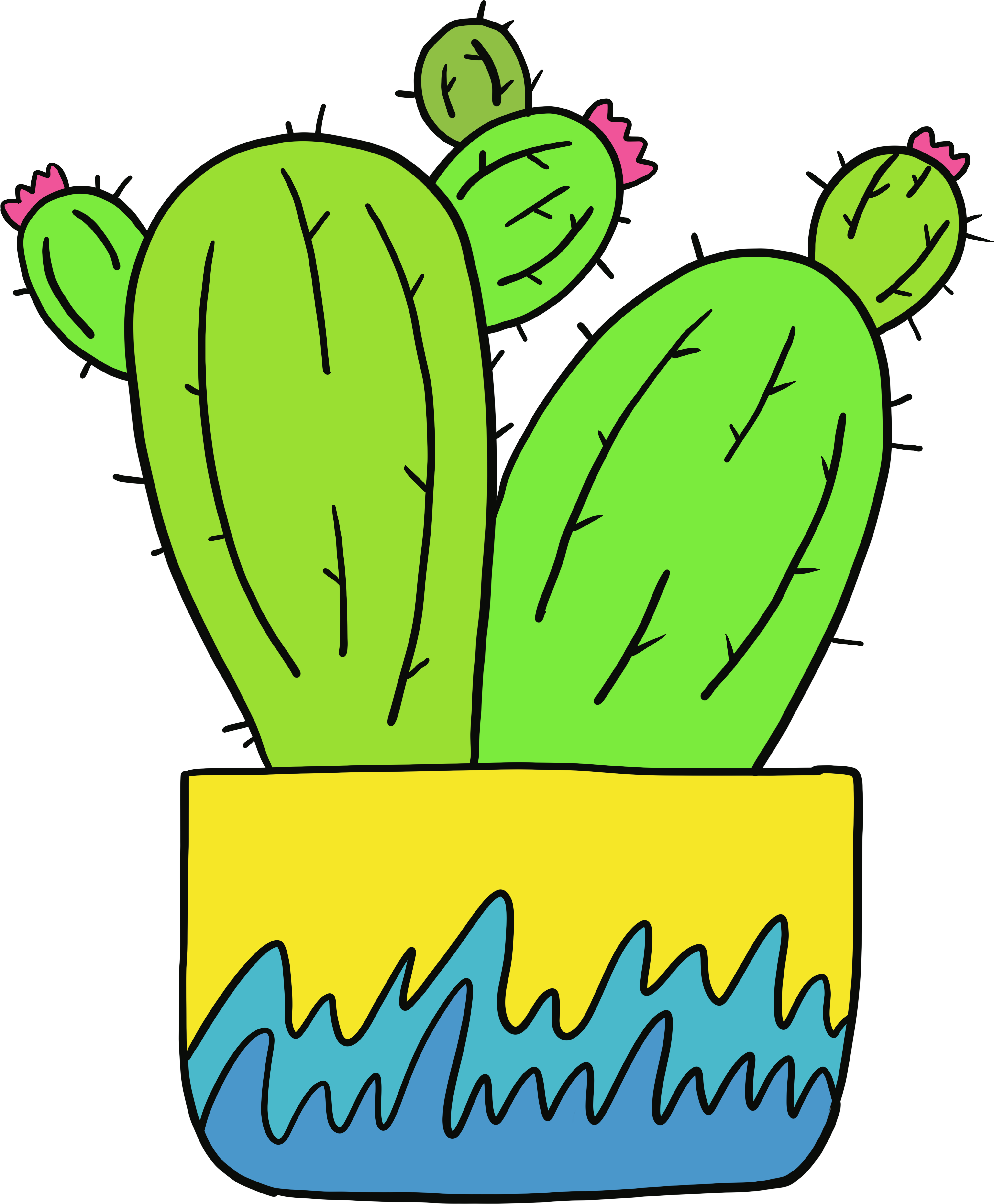 Colorful Cactus Cartoon Illustration