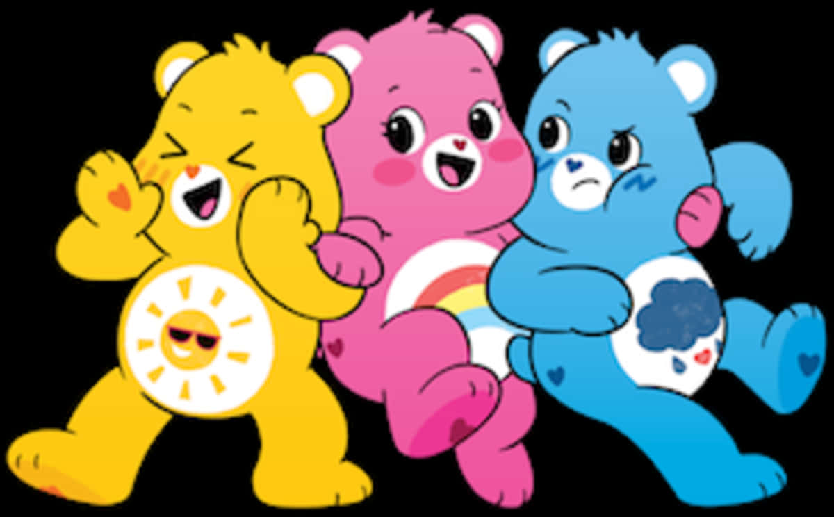 Colorful_ Cartoon_ Bears_ Black_ Background