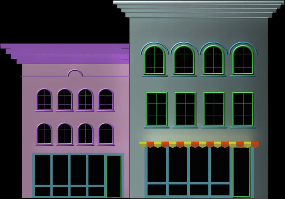 Colorful Cartoon Buildings Illustration