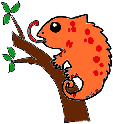 Colorful Cartoon Chameleonon Branch