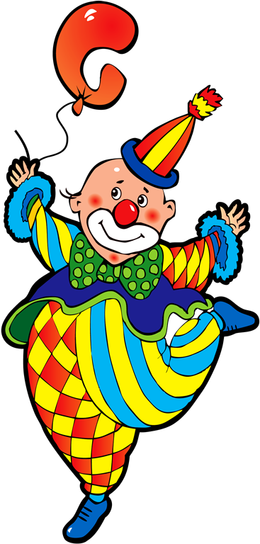 Colorful Cartoon Clownwith Balloon.png