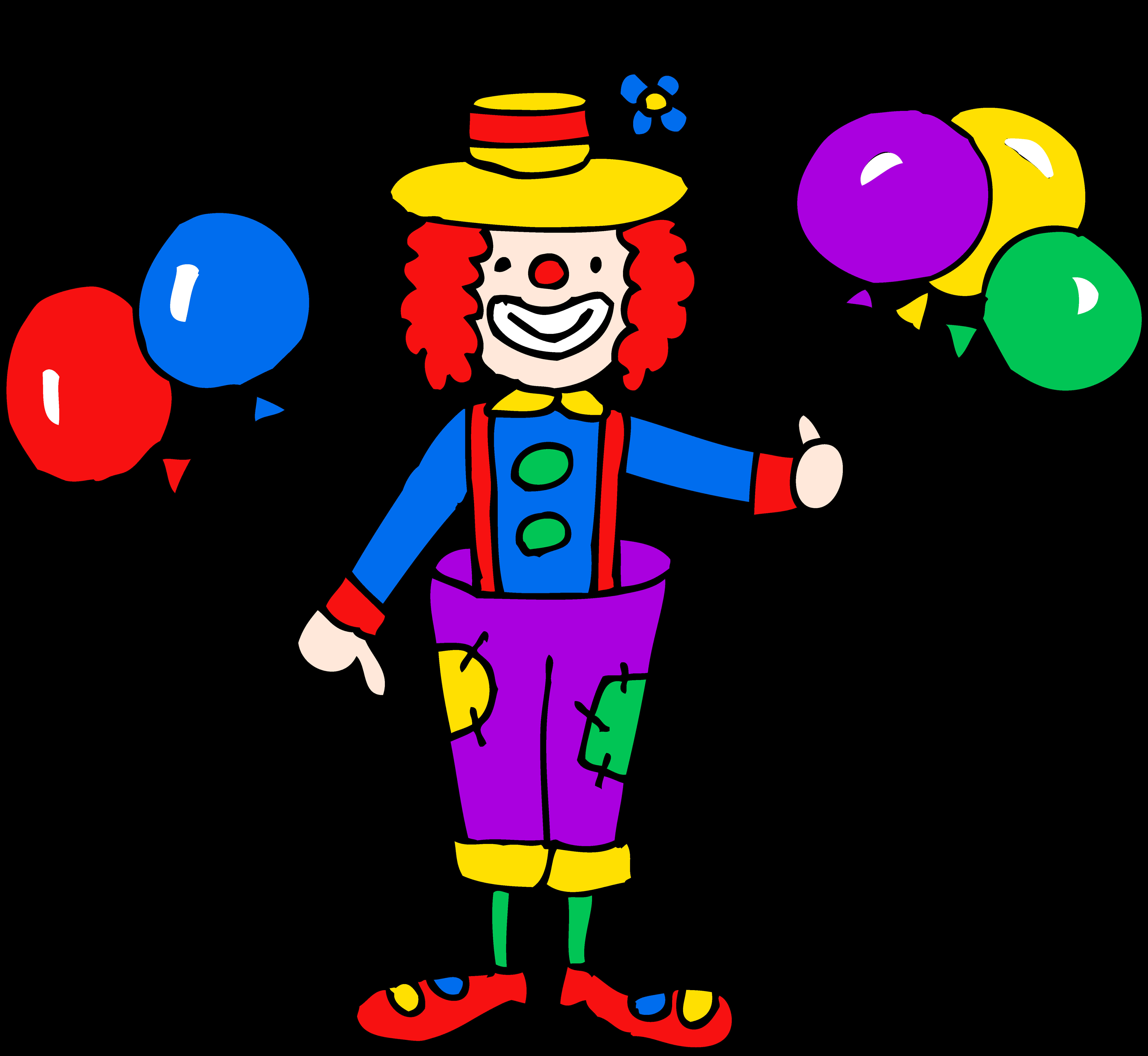 Colorful Cartoon Clownwith Balloons