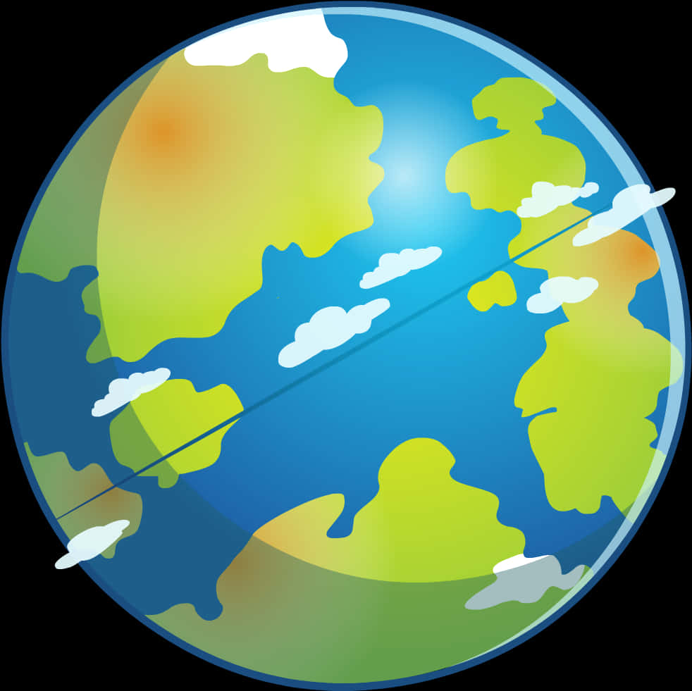Colorful Cartoon Earth Globe