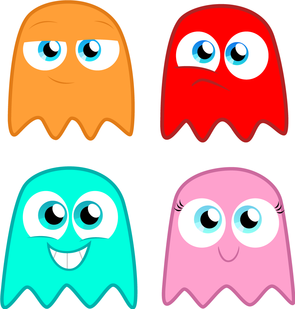 Colorful Cartoon Ghosts