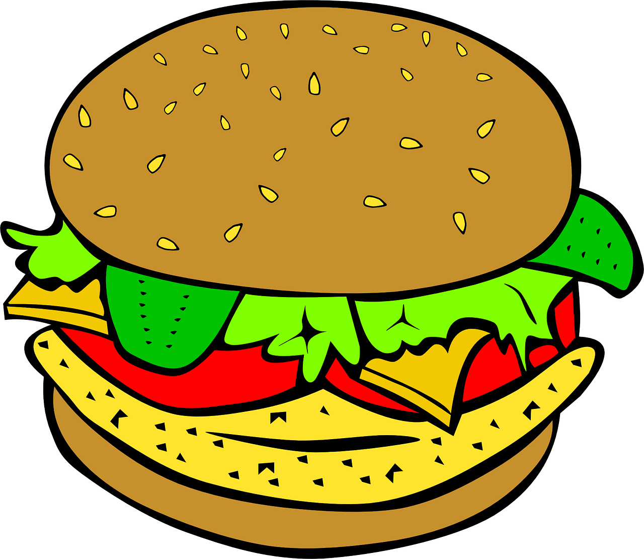 Colorful Cartoon Hamburger Illustration