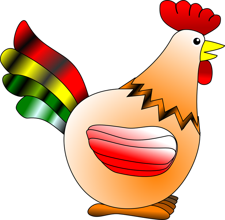 Colorful Cartoon Hen