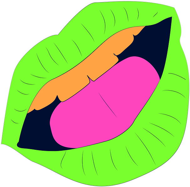 Colorful Cartoon Lipsand Tongue