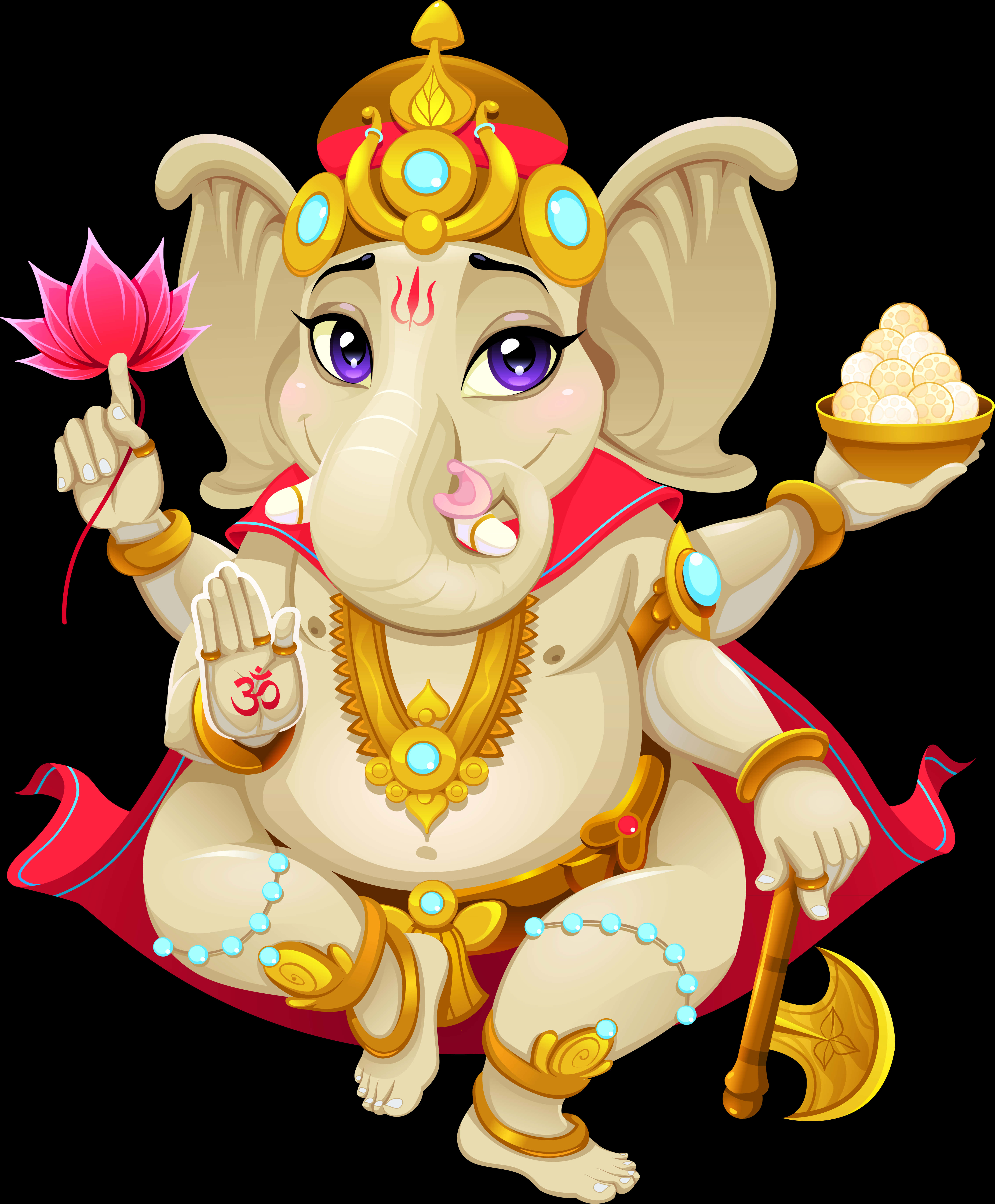 Colorful Cartoon Lord Ganesha