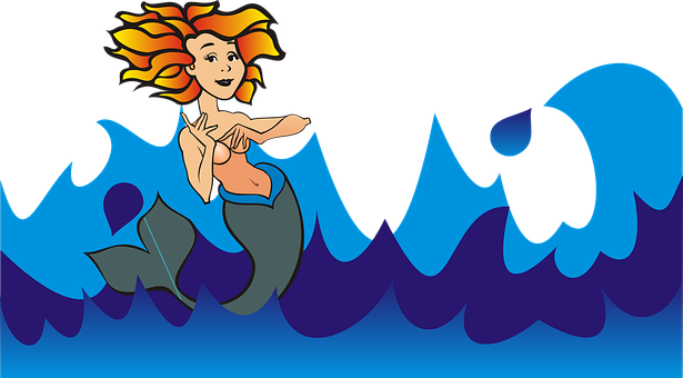 Colorful Cartoon Mermaid Waves