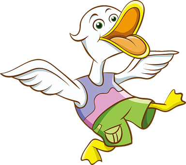 Colorful Cartoon Pelican Flying