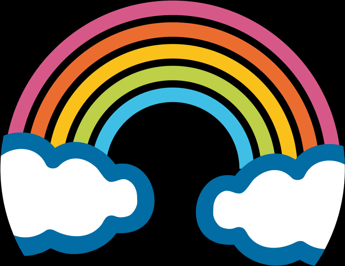 Colorful Cartoon Rainbowand Clouds