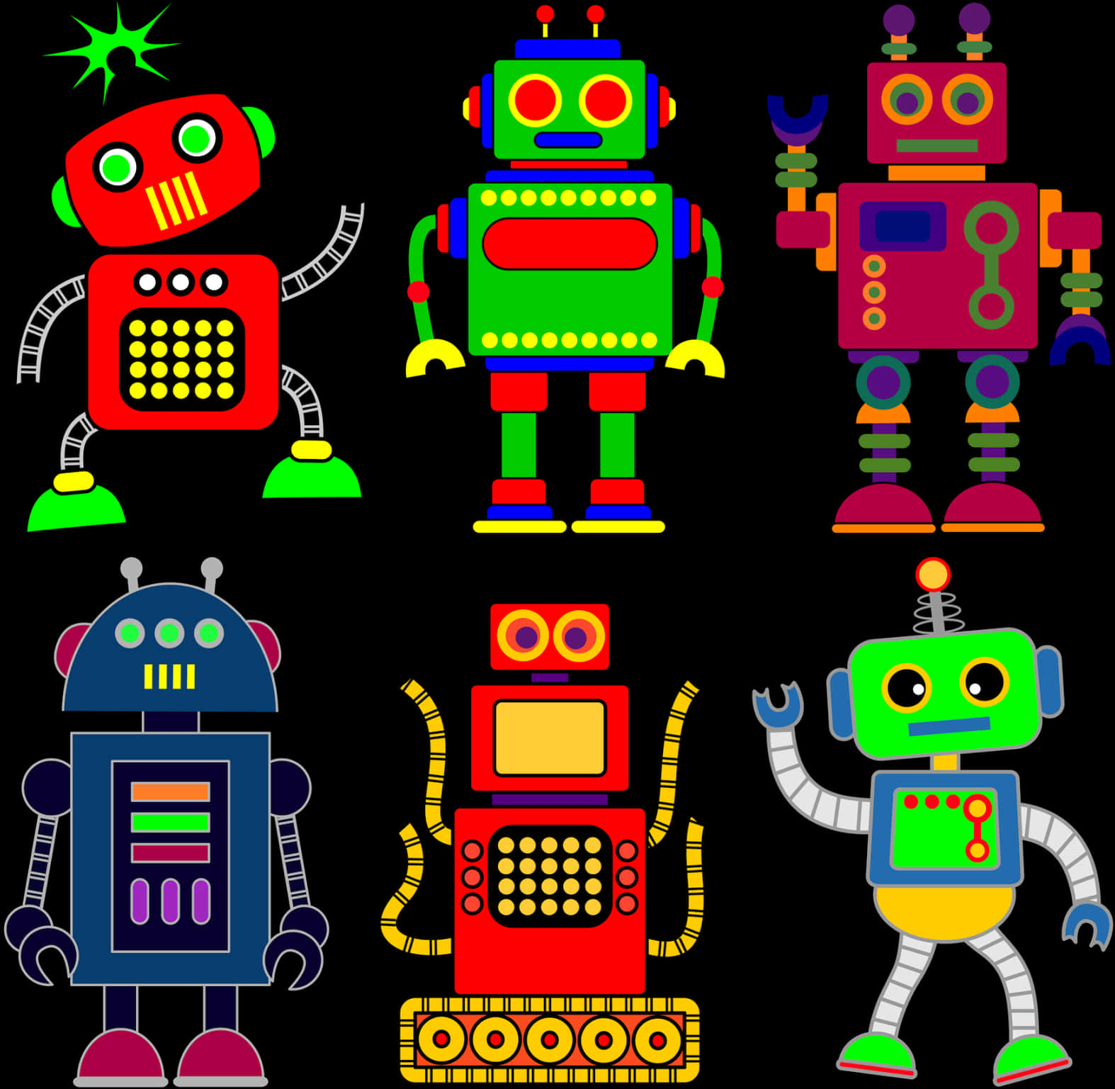 Colorful Cartoon Robots Collection