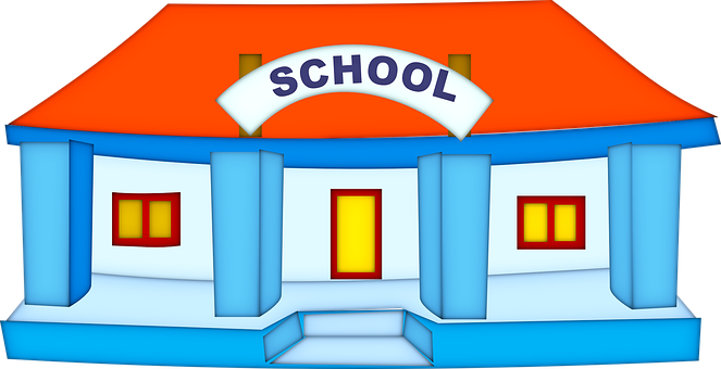 Colorful Cartoon School Building