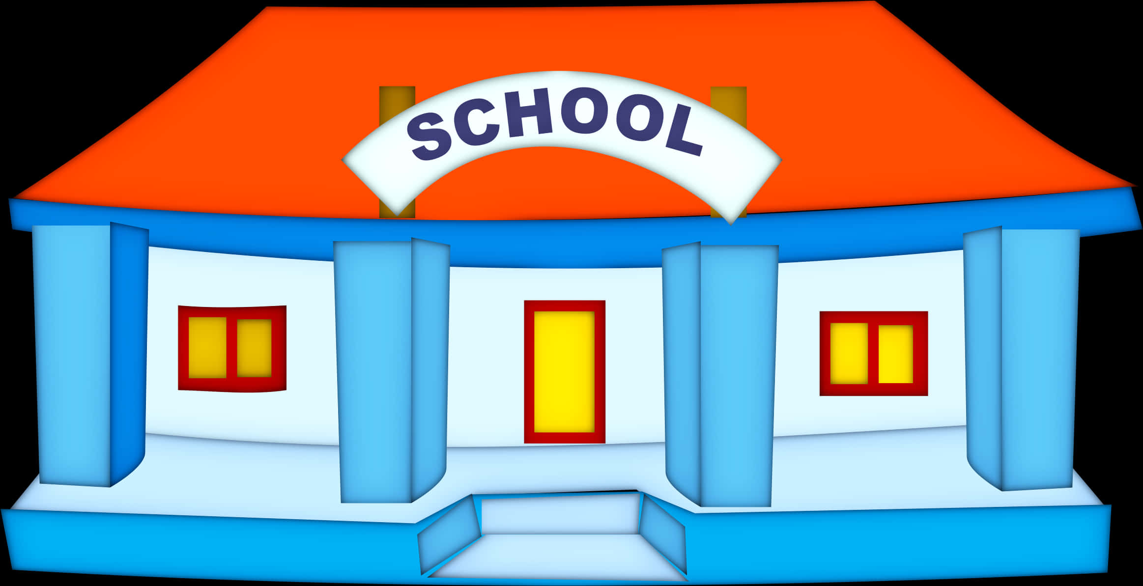 Colorful Cartoon School Building