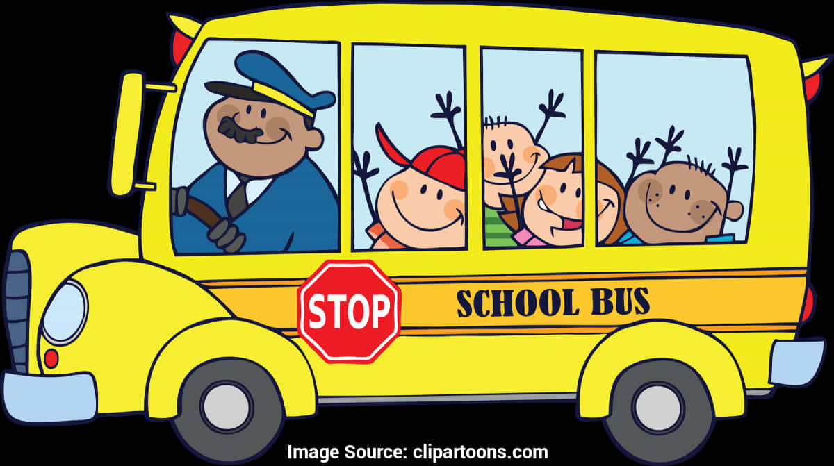 Colorful Cartoon School Buswith Children