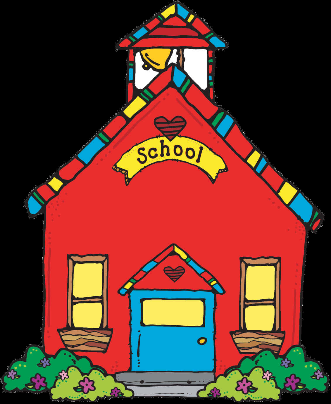 Colorful Cartoon Schoolhouse