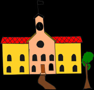 Colorful Cartoon Schoolhouse