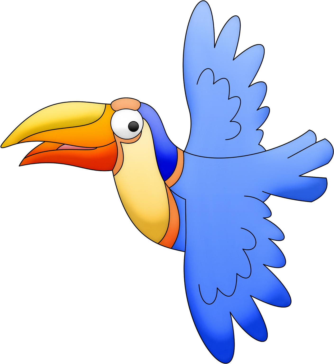 Colorful Cartoon Toucanin Flight