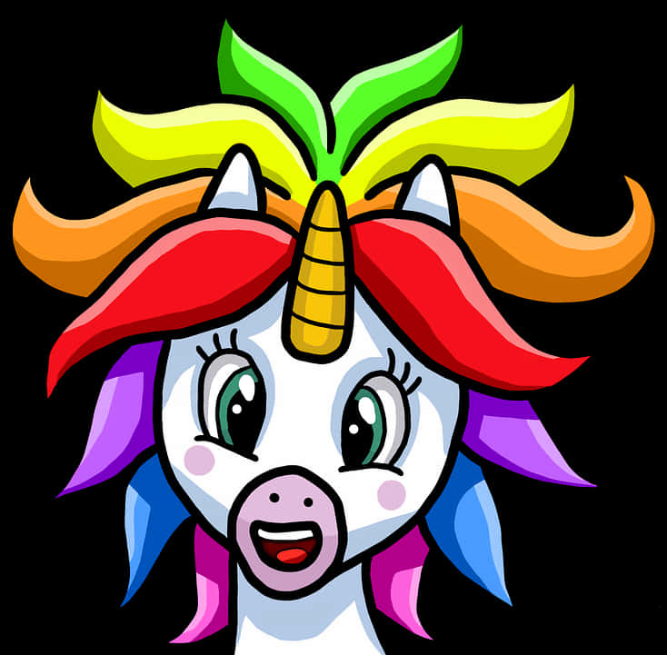 Colorful Cartoon Unicorn Head