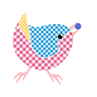 Colorful Checkered Cartoon Bird