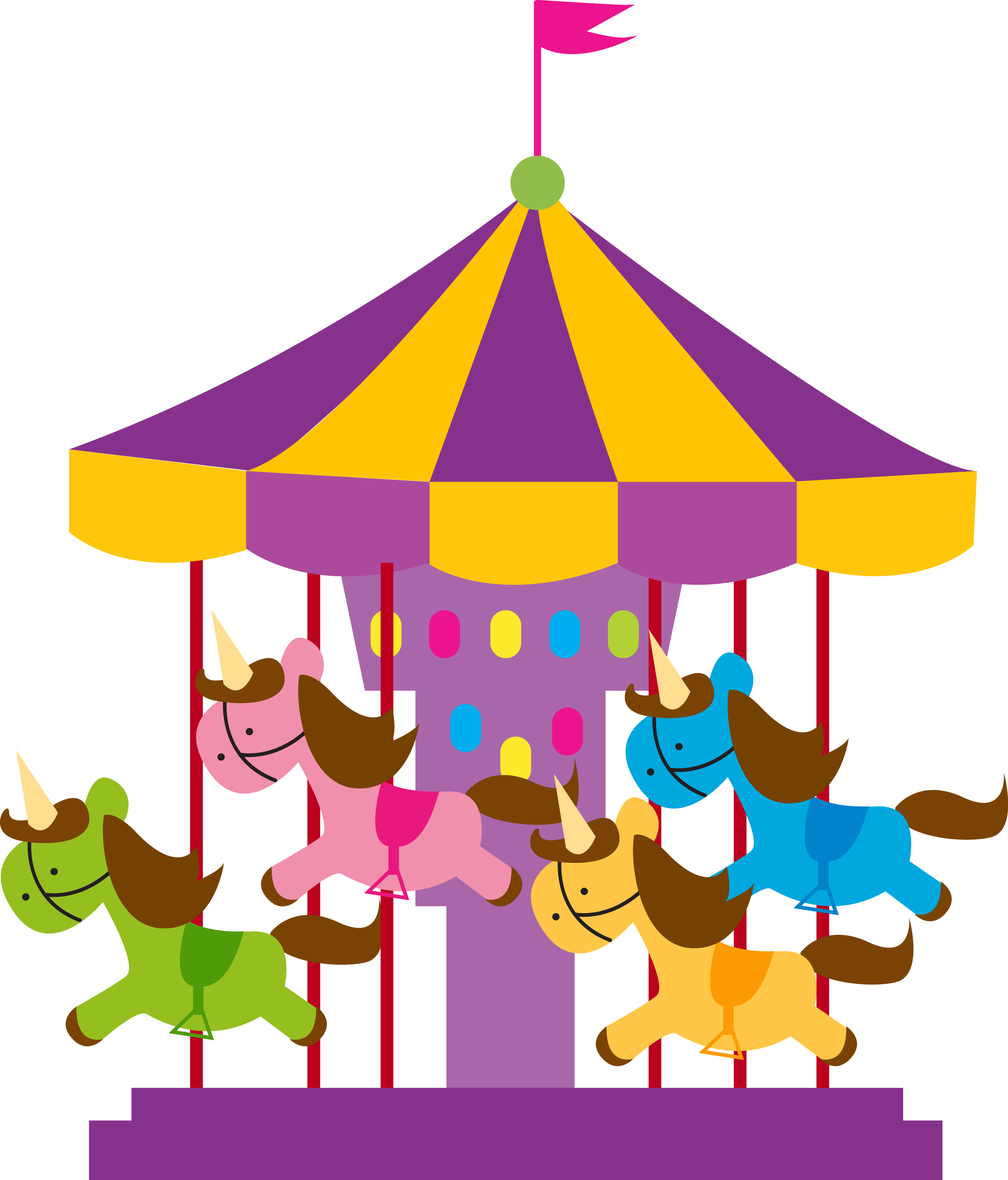 Colorful Childrens Carousel Illustration