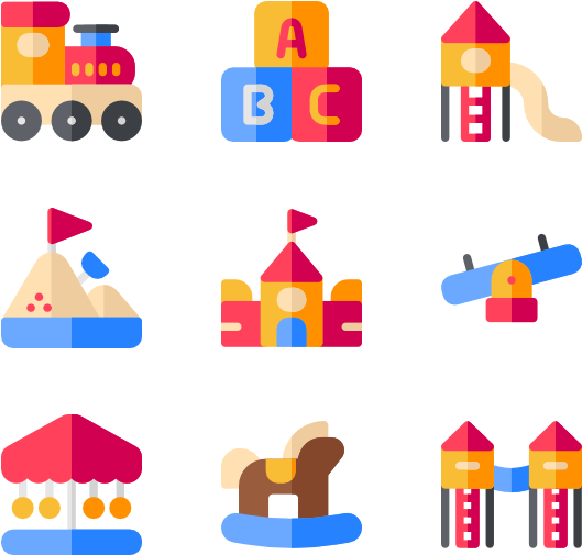 Colorful Childrens Playground Icons