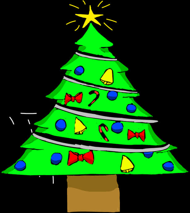 Colorful Christmas Tree Cartoon