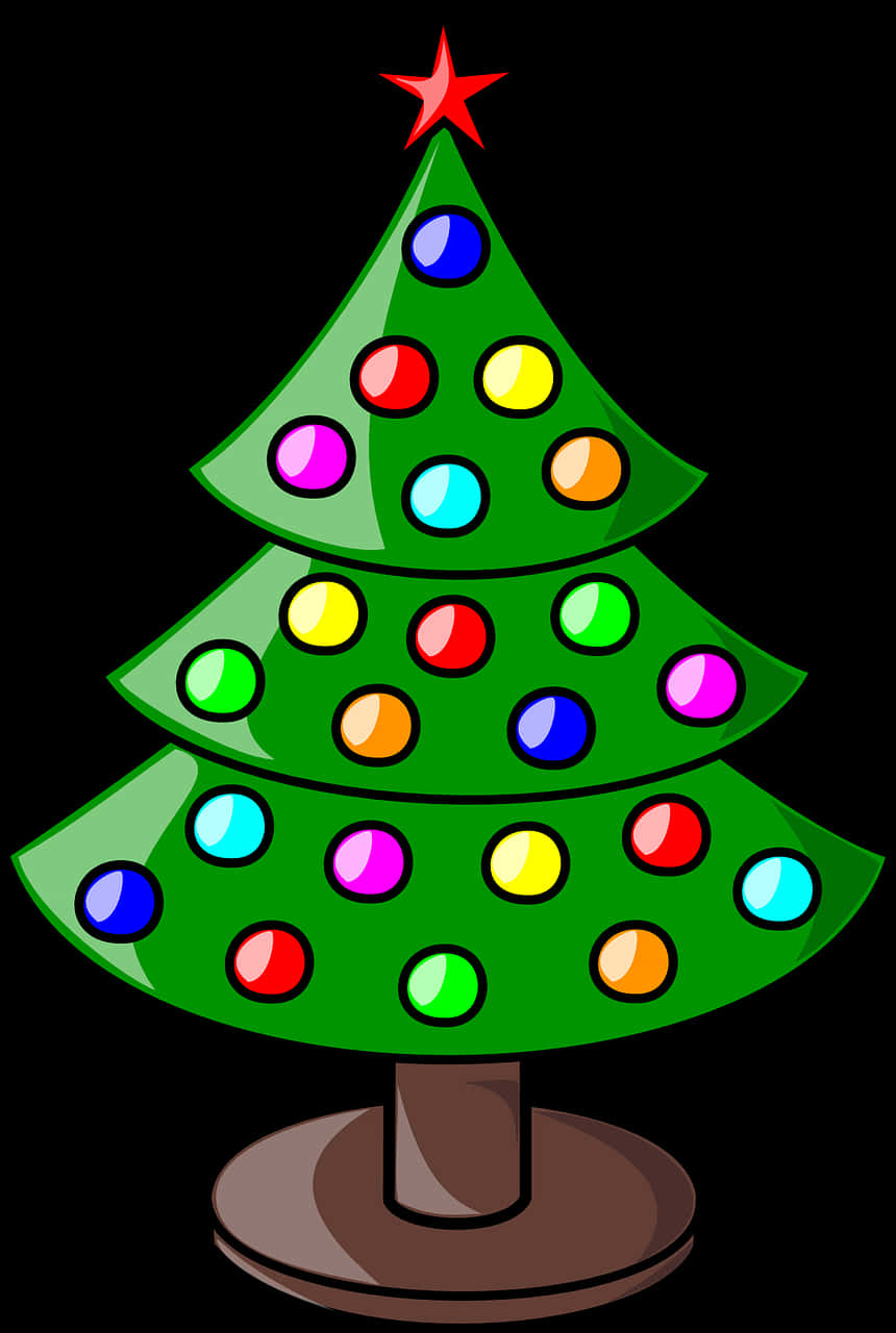 Colorful Christmas Tree Cartoon