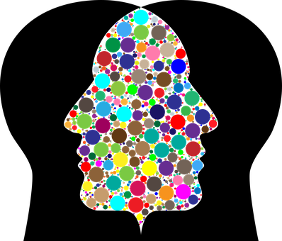 Colorful Circle Mosaic Profile Silhouette