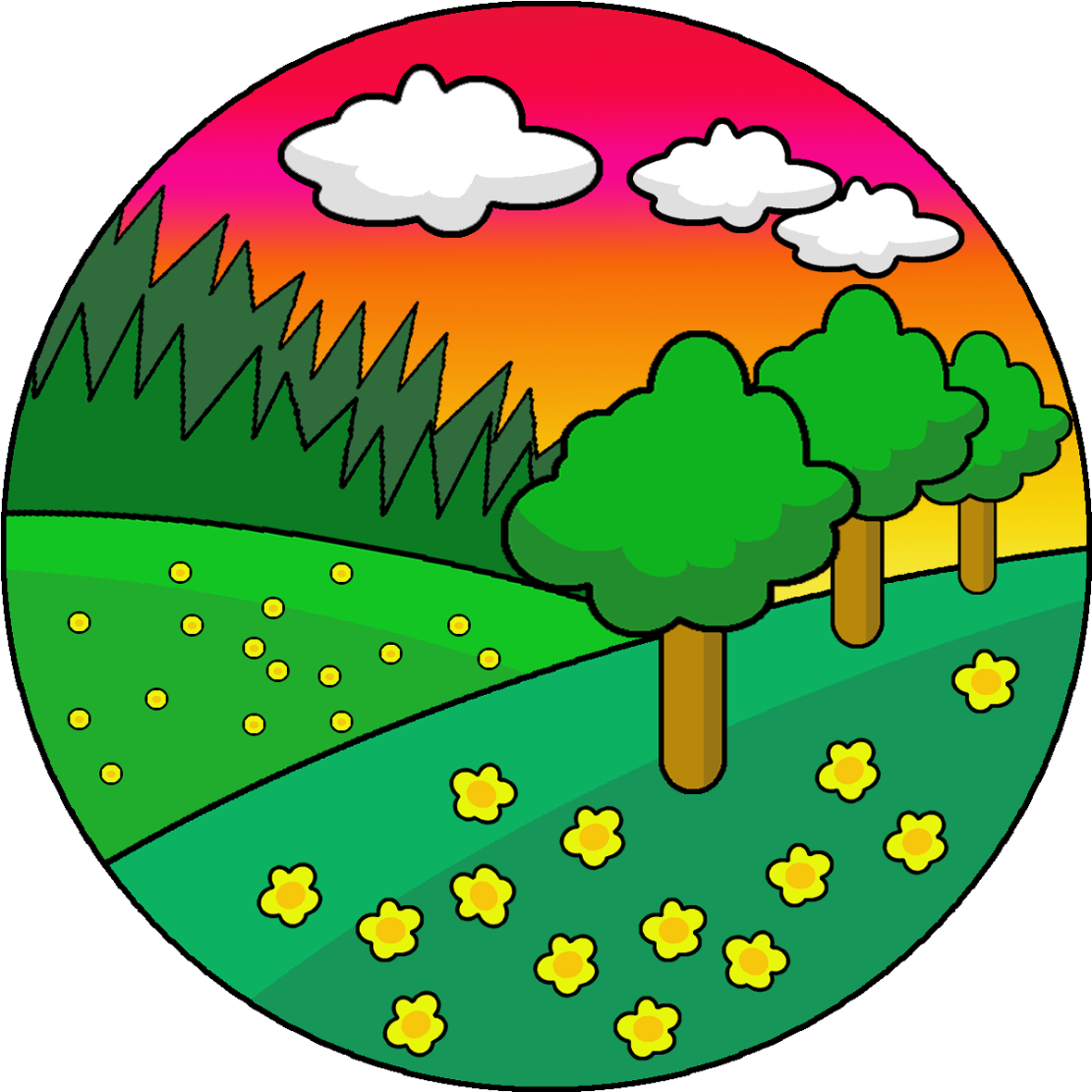 Colorful Circular Landscape Vector