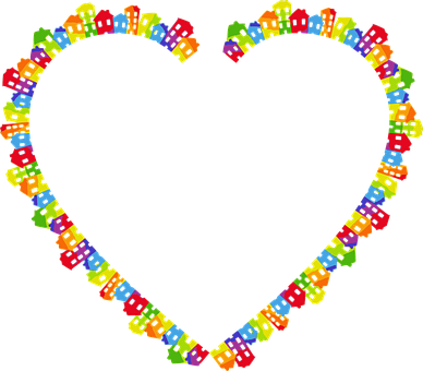 Colorful Cityscape Heart Outline