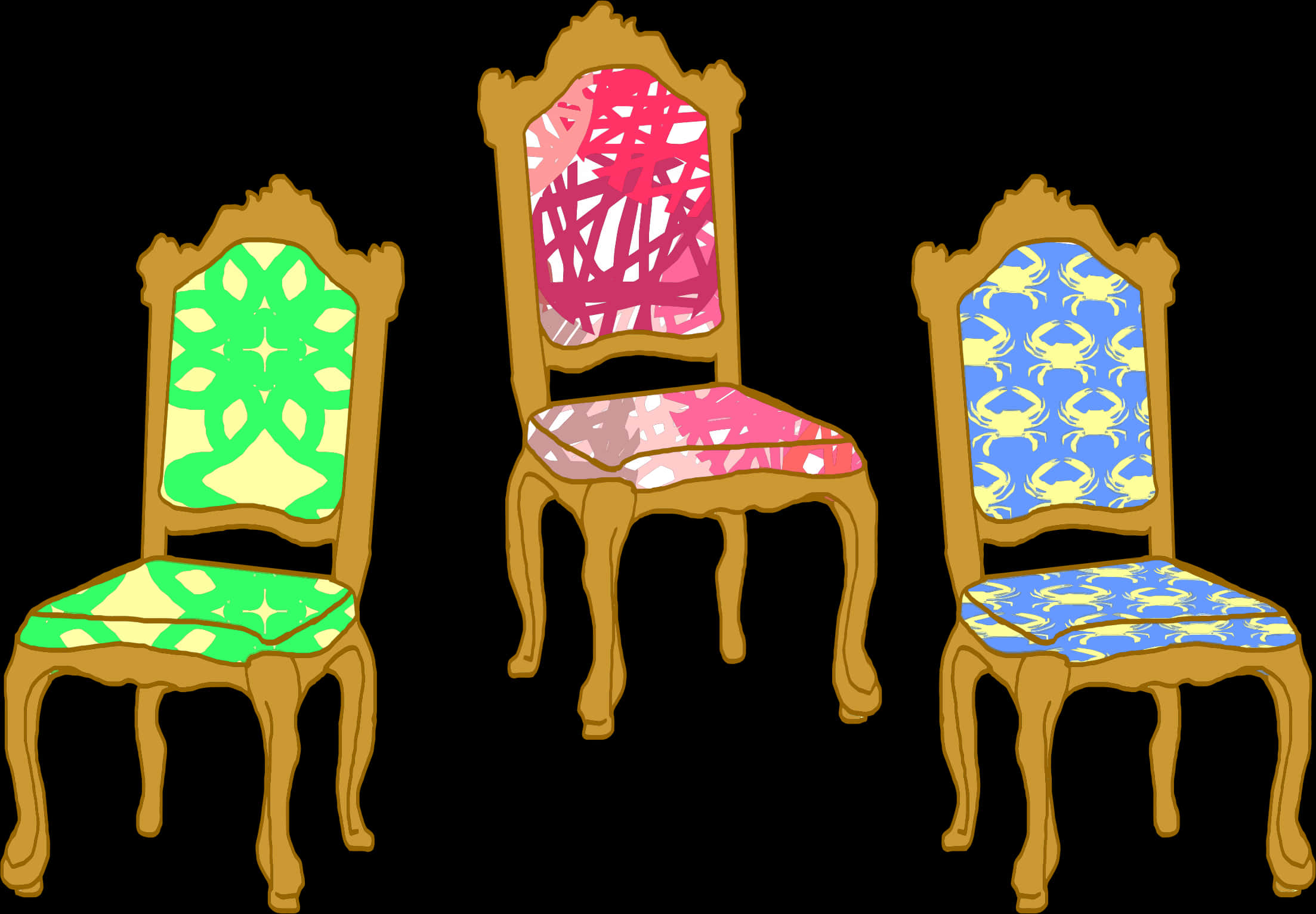 Colorful Classic Chairs Illustration