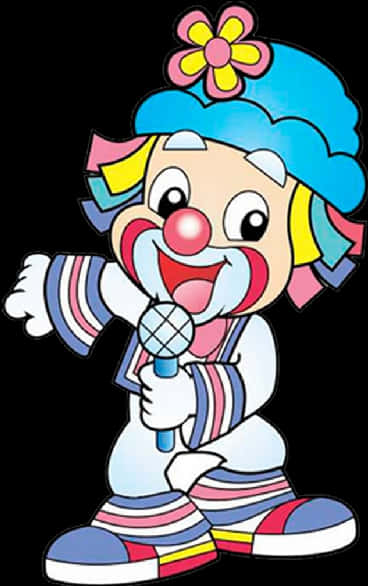 Colorful Clown Cartoonwith Microphone