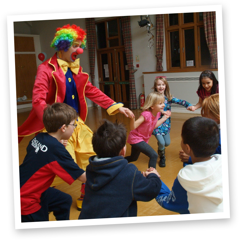 Colorful Clown Entertaining Children