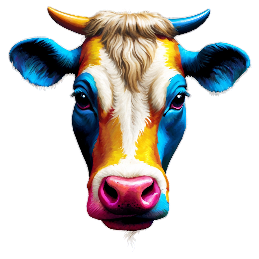 Colorful Cow Art Png Lfo42