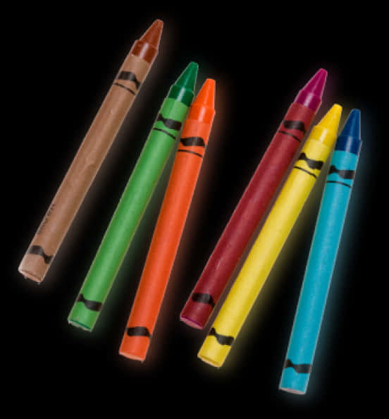 Colorful Crayons Arrangedon Black Background