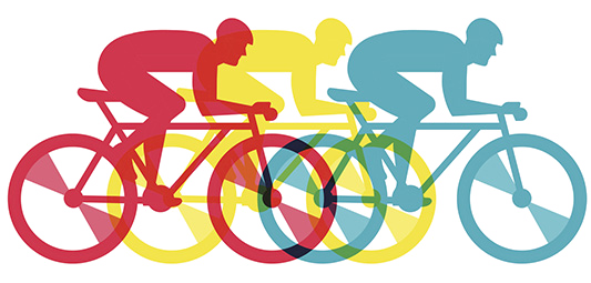 Colorful Cyclists Racing Graphic