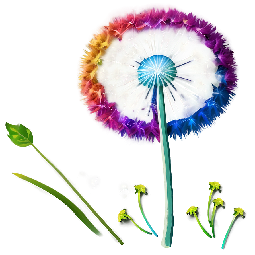 Colorful Dandelion Art Png 05242024