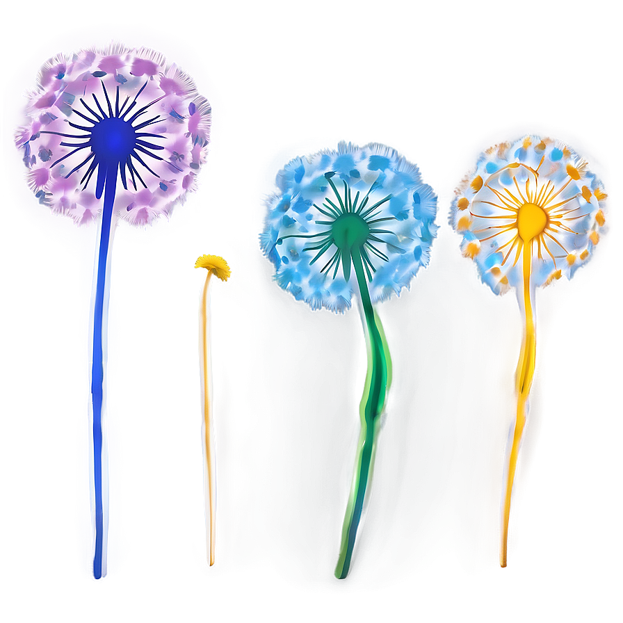 Colorful Dandelion Art Png Xuq