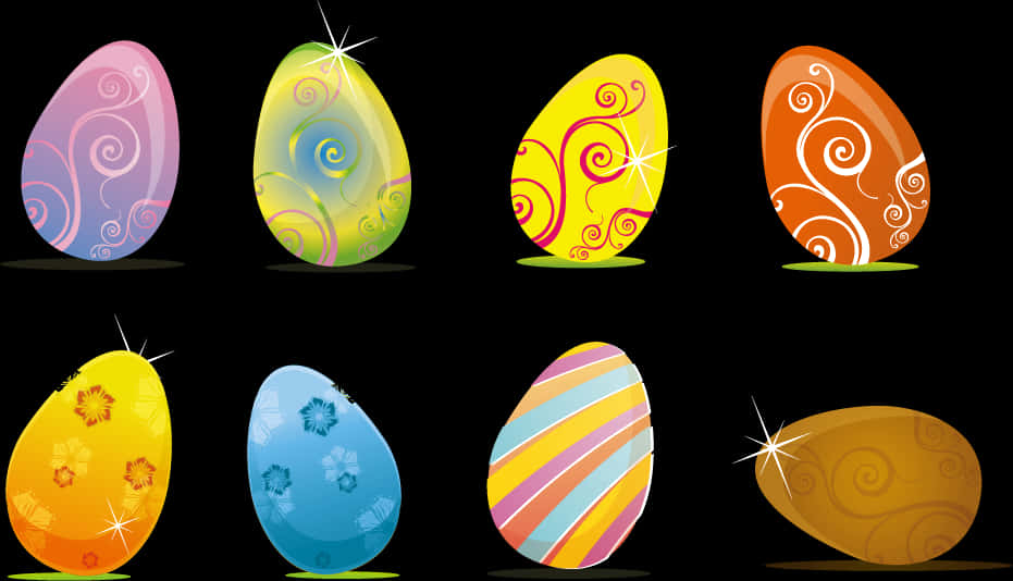 Colorful Decorated Easter Eggs Vector