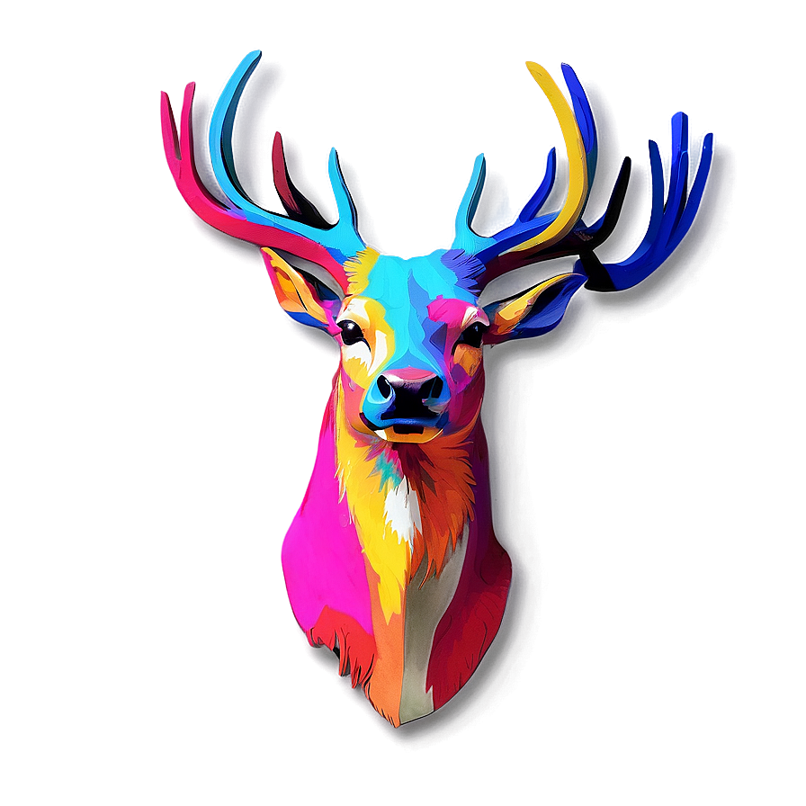 Colorful Deer Head Pop Art Png 50