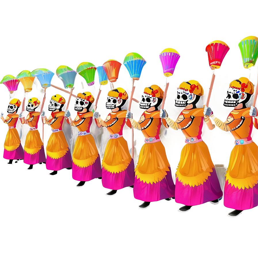 Colorful Dia De Los Muertos Procession Png Vnv51