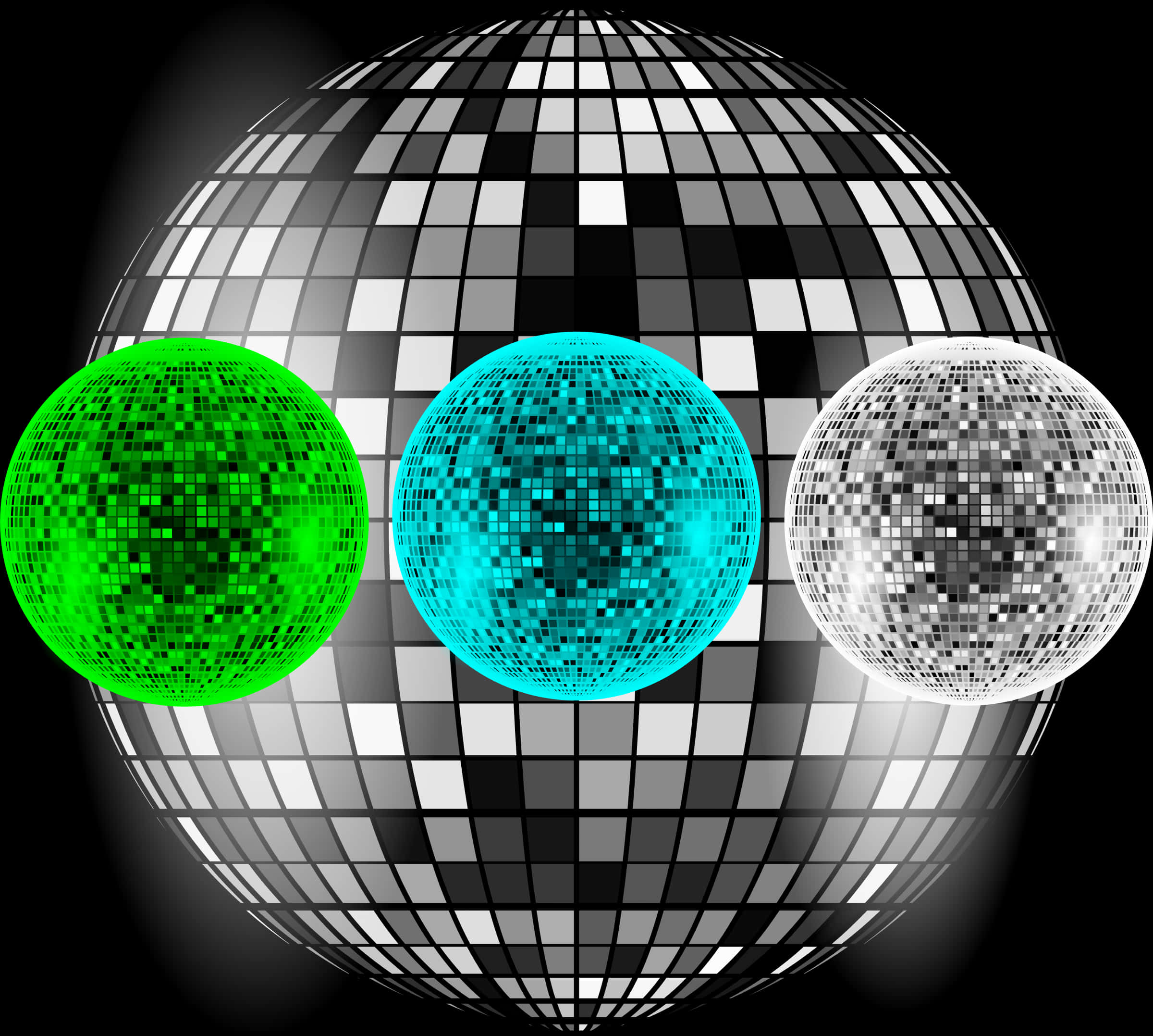 Colorful Disco Balls Array