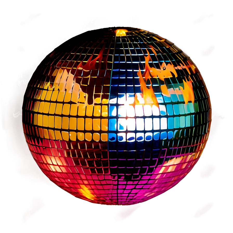 Colorful Disco Ballwith Flames