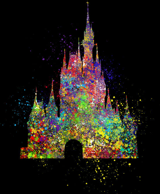 Colorful Disney Castle Silhouette