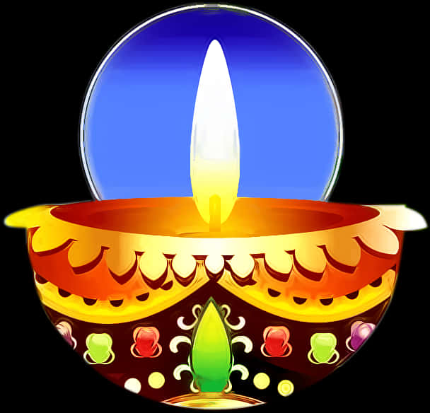Colorful Diwali Diya Illustration