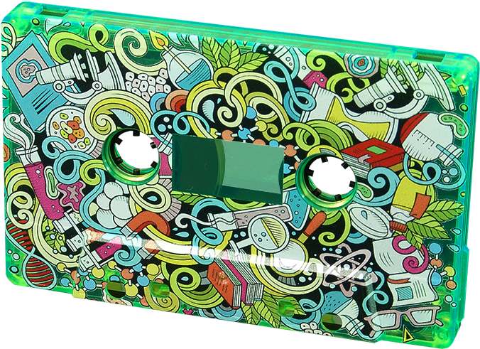 Colorful Doodle Art Cassette Tape