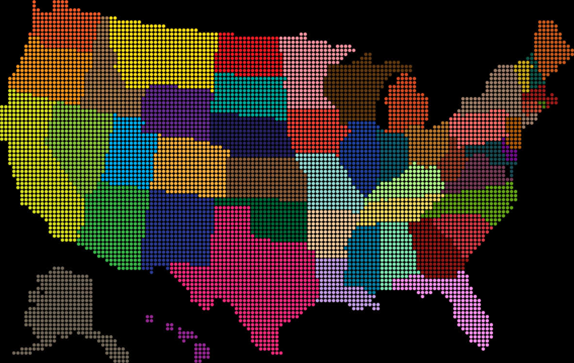 Colorful Dotted U S A Map