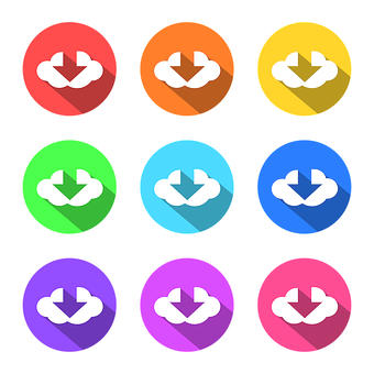 Colorful Download Icons Set